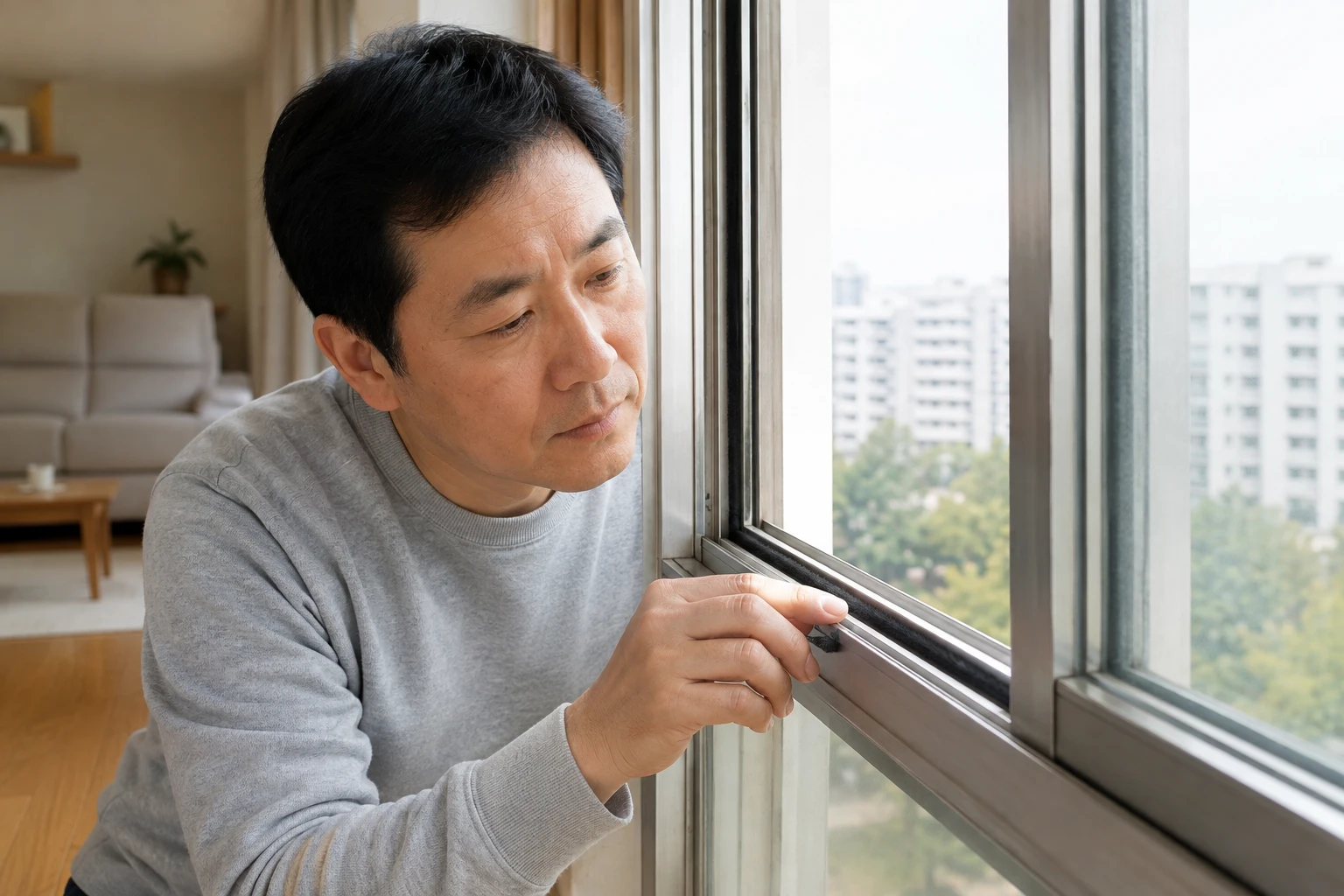 샷시 방충 모헤어 배수와 환기를 막지 않는 설치 원칙 확인 장면